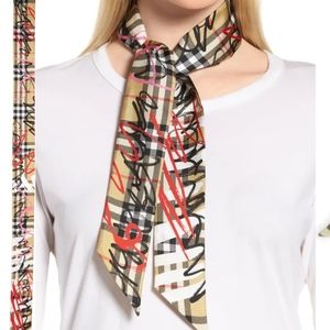 Burberry Scribble Vintage Check Silk Scarf